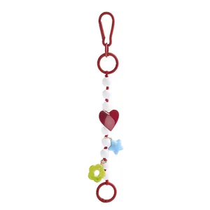 Trendy colorful beaded keychain charm with heart, star, and flower pendants for bags