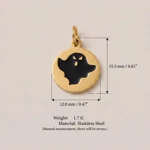 Gold-plated stainless steel Halloween ghost pendant accessory 15.5mm x 12.0mm SKU