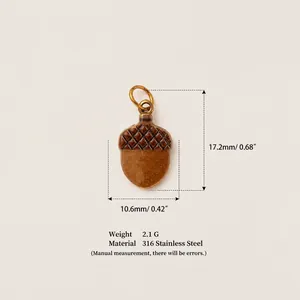 Detailed view of acorn pendant showing 17.2mm height and 316 stainless steel material