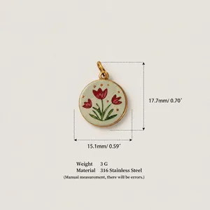Detailed view of a 316 stainless steel tulip pendant with precise dimensions