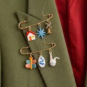 Stainless Steel Flower House Rabbit DIY Charms Jewelry Making 18K Gold Plated Enamel Colorful Pendant For Necklaces Women