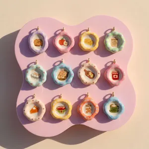 Stainless Steel Fruit Food Pattern Disc Pendant Necklace For Women Hand Painted Style Geometric Charm Neck Jewelry