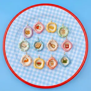 Colorful miniature food plate charms with wave edges for personalized jewelry making