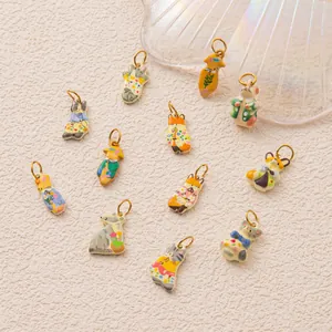 Colorful stainless steel animal pendants with fox and mouse for DIY jewelry making