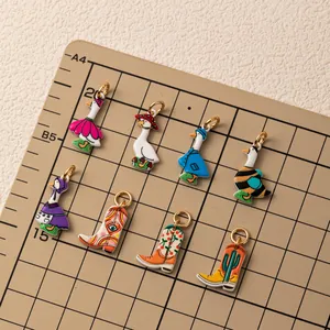 A variety of colorful cartoon goose and cowboy boot enamel charms for DIY jewelry