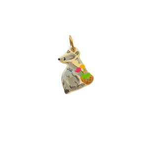 Cute cartoon mouse animal pendant in 18K gold plated stainless steel for DIY jewelry