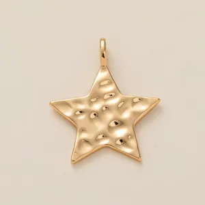 Gold-plated star pendant featuring a unique hammered texture for DIY necklace jewelry making