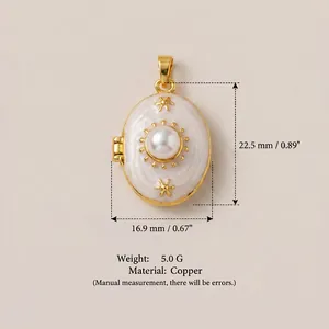 Detailed macro view of vintage oval locket with dimensions 22.5x16.9mm and copper specs