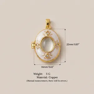 Detailed view of vintage-style oval locket pendant with size and material specs