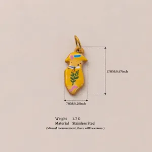 Detailed measurements for the yellow animal stainless steel pendant DIY charm accessory