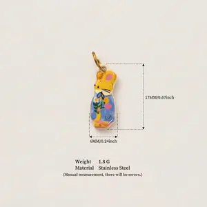 Detailed product view of the 17mm stainless steel mouse pendant with specific measurements