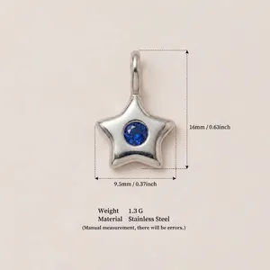 Ciondolo a forma di stella in acciaio inox con gemma blu per gioielli fai da te