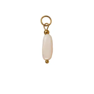 DIY-Anhänger aus 18K vergoldetem Edelstahl mit ovaler weißer Perle, Zubehörteil