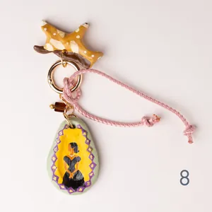 Unique hand-painted mushroom and portrait keychain bag charm accessory