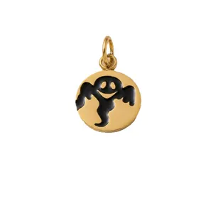 High-quality stainless steel Halloween ghost pendant with 18K gold plating for DIY jewelry