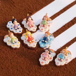 Simpatici Ciondoli per Ragazzine Fai-da-te per la Creazione di Gioielli Dopamina Colorata Rame Galvanizzato Personaggio dei Cartoni Animati Accessori per Collana