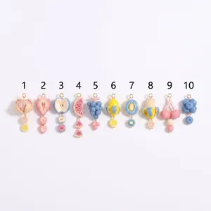 Sélection de 10 pendentifs de fruits mignons, dont fraise, pastèque et pomme