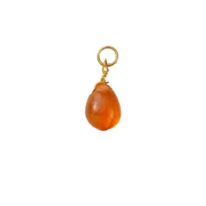 Natur-Karneol-Anhänger in Orange mit 18k vergoldeter Edelstahldrahtwicklung