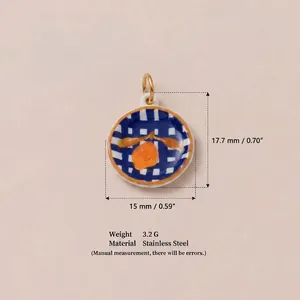 Detailed size and material specifications for checkered fruit stainless steel pendant