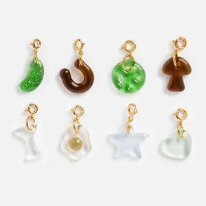 DIY Resin Pendant Stainless Steel Charms Star Mushroom Fried Egg Heart Shape Pendant Necklace Jewelry Making For Women