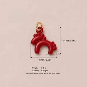 Detailed view of a red copper doll pendant with precise size and weight specifications