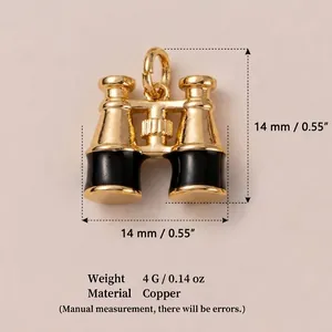 Vue détaillée d'un pendentif jumelles or et noir avec dimensions de 14mm et poids