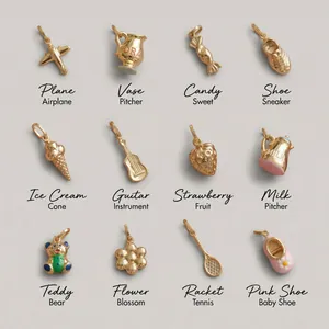 Collection of 12 styles of 18K gold plated stainless steel charms for DIY jewelry