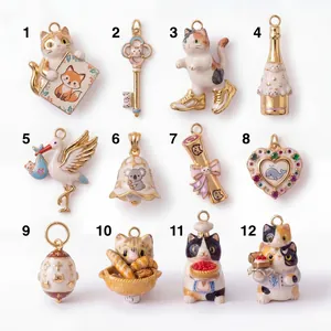 Set mit 12 süßen Tier-Emaille-Anhängern für DIY-Schmuckherstellung