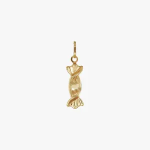 Detailed macro view of a 18K gold-plated stainless steel candy-shaped jewelry pendant