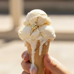 Unique 18K gold plated stainless steel ice cream cone pendant for creative DIY jewelry