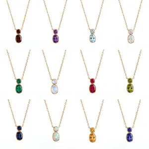 Detailed view of simple gourd-shaped necklaces featuring various natural gemstone double stones