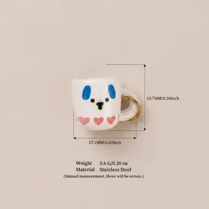 Cute cup pendant accessory in stainless steel with puppy print for DIY jewelry making