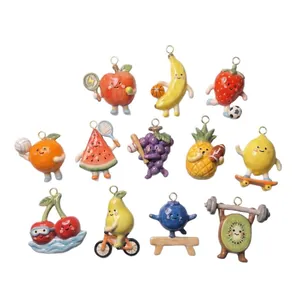 Collection of cartoon fruit sports charms for DIY jewelry making with enamel finish