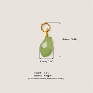 Pendentif en pierre verte avec boucle en cuivre, hauteur 19,4 mm, pour bijoux DIY