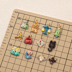 Detailed collection of colorful 12 Zodiac constellation charms for DIY jewelry making