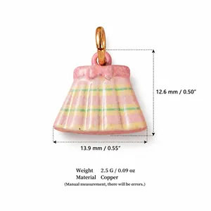Unique pink striped skirt shape pendant charm made of copper for DIY jewelry necklace