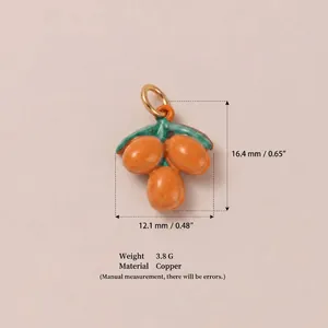 Handgefertigter kleiner Orangen-Emaille-Anhänger aus Kupfer für DIY-Schmuckdesigns
