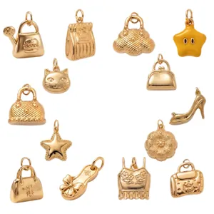 Assorted 18K gold plated stainless steel charms including cloud bags and stars