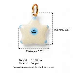 Detailed view of cute star pendant charm with dimensions and material specifications