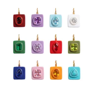 Dijes de piedras de nacimiento de acero inoxidable con baño de oro 18K para joyería DIY