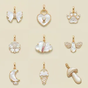 Roestvrij Staal Parelmoer Wolk Berenpoot Maan Hanger Ketting Verguld Strass Dier Vorm Mode Sieraden Voor Vrouwen