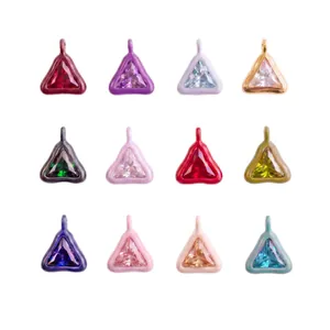 Juego de 12 dijes triangulares de cristal de colores con marcos chapados en oro 18K DIY