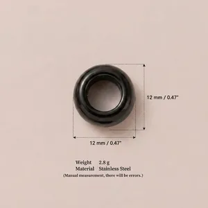 Black stainless steel DIY bead pendant with 12mm diameter dimensions and 2.8g weight