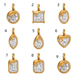 Sélection de pendentifs en acier plaqué or 18K avec plusieurs formes de pierres