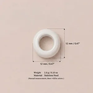 White stainless steel DIY ring bead component showing 12mm diameter specifications