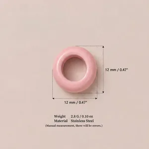 Pink stainless steel circular pendant charm for DIY jewelry with 12mm diameter specifications