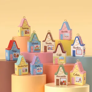 Colgantes de casa coloridos de acero inoxidable para joyería DIY chapado en oro 18K