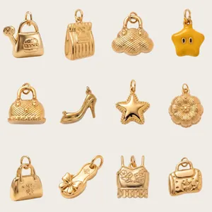 Stainless Steel DIY Fruit Food Pendant Necklace Vacuum 18K Gold Plated Star Cloud Charms Accessories For Women Men Jewelry