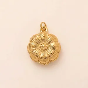 18K gold plated stainless steel pumpkin flower shaped pendant for DIY jewelry design