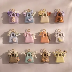 Collana con Ciondolo a Forma di Borsa per Animali in Cartone Animato Rame Galvanizzato Ciondolo Borsa Floreale Gioielli per Donna Ragazza Regalo